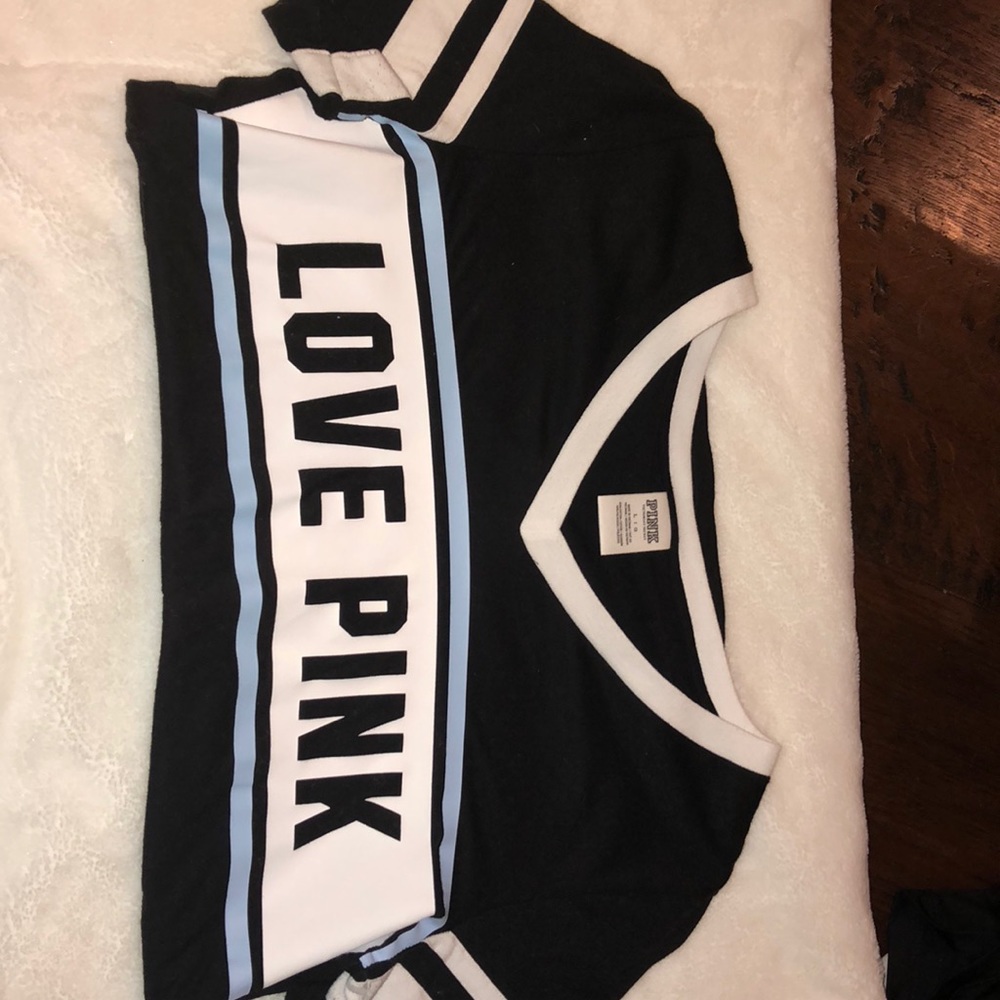 PINK Victoria secret black,blue and white shirt
